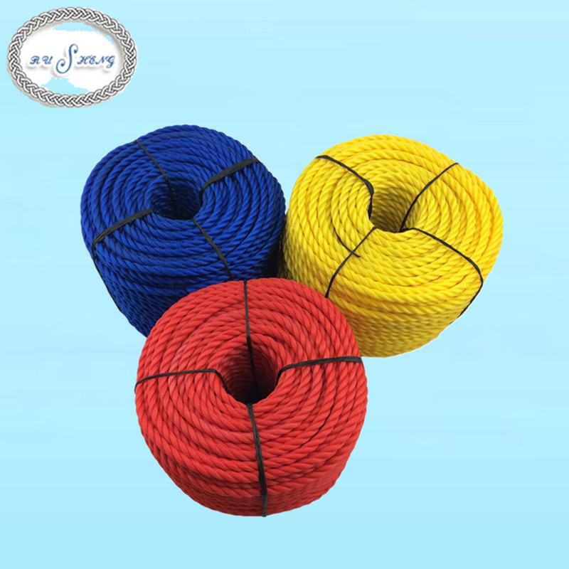 Colored PE rope, polyethylene rope, 3 strands twisted PE rope